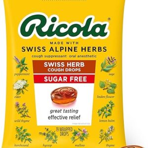 Ricola Sugar Free Swiss Herb Cough Drops, 19 Count, Cough Suppressant & Throat Relieving Drops with Naturally Sourced Menthol, Pleasing Tas…
