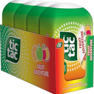 Tic Tac Fruit Adventure Mints, 4 Bottle Packs, On-the-Go Refreshment, Stocking Stuffers, 3.4 oz Each