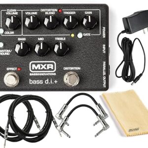 MXR M80 Bass D.I.+ PLUS Guitar Preamp Distortion Effects Pedal with Noise Gate and XLR Output Featuring Tonebird Patch, Instrument Cable, 9V Power…