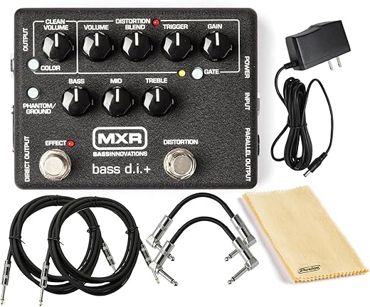 MXR M80 Bass D.I.+ PLUS Guitar Preamp Distortion Effects Pedal with Noise Gate and XLR Output Featuring Tonebird Patch, Instrument Cable, 9V Power...