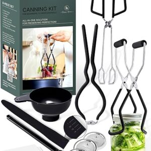 Canning Supplies Set of 8 – Canning Kit for Beginners – Complete Home Canners Equipment – Mason Jar Lifter, Funnel & Wrench, Tongs, Bubble …