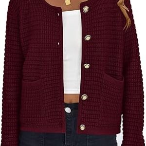 PRETTYGARDEN Women’s Knit Cardigan Sweaters Fall Fashion Long Sleeve Open Front Button Down Trendy Casual Sweater Jacket
