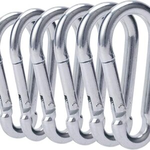 3 Inch Carabiner Clip Spring Snap Hook Heavy Duty 6pcs M8x80mm for Fitness Hammock Swing Camping Hiking