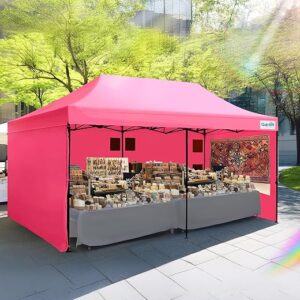 Quictent 10’x20′ Heavy Duty Pop up Canopy Tent with Sidewalls, Commercial Grade Instant Shelter with Wheeled Bag for Outdoor, Parties, Mark…