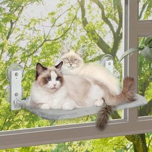 keny Cordless Cat Window Perch, Foldable Cat Window Hammock with 4 Suction Cups, Reversible Cover with Two Different Kinds of Fabrics, 40Lb…
