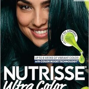 Garnier Nutrisse Ultra Nourishing Hair Color Creme with Triple Oils, Permanent Dye for 100 Percent Gray Coverage, Teal Forest TL1