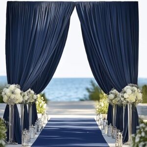 10ftx12ft Wrinkle Free Navy Blue Backdrop Curtain, 2 Panels 12FT Height Navy Blue Wedding Backdrop Drapes, Silky Polyester Back Drop Cloth …