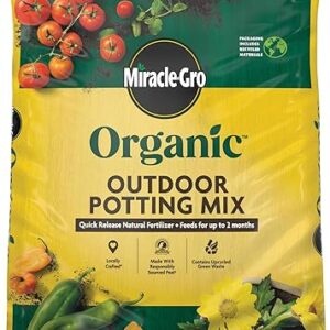 Miracle-Gro Organic Outdoor Potting Mix, for Outdoor Container Plants, Contains Quick-Release Natural Fertilizer, OMRI Listed, 25 qt.