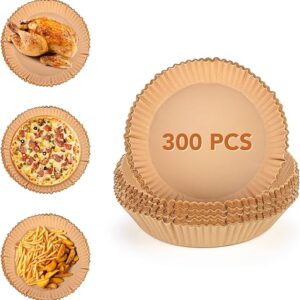 Air Fryer Disposable Paper Liner-300PCS Parchment Paper Sheets,Round Air Fryer Parchment Paper, Non-Stick Food Grade Parchment Paper for Ai…