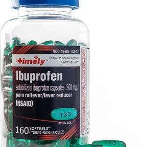 Timely Ibuprofen 200mg – 160 Liquid Softgels – Compared to Advil Liqui-Gels – Pain Relief Softgels and Fever Reducer – for Headache Relief,…
