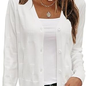Arach&Cloz Womens Cropped Cardigan Lightweight 2025 Long Sleeve Bolero Shrug Knit Sweater Tops Cozy Clouds