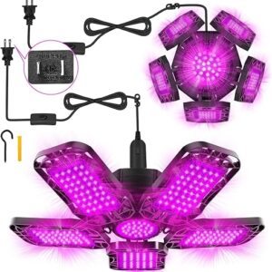 Deformable LED Black Light 100W, Blacklight with Plug and Switch, Black Lighting for Glow Party, Purple Neon UV Lamp Bulb Lightbulb for Hal…