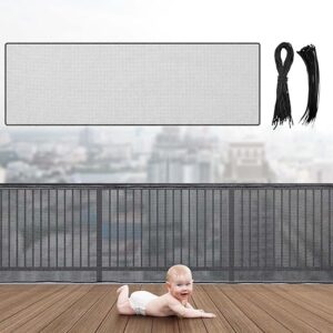 Hosuly Banister Guard 15 x 3 ft Balcony Netting for Kids Pets Stairway Safety Net Baby Fence Door Balcony Netting Safety Mesh Stair Net wit…
