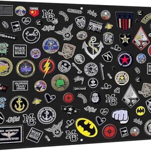 Patch Board with Stainless Steel Loop, Large (43.3 x 27.5 inches) Military Patches Display Board with Frame, Tactical Patch Wall, Black, No Patche…
