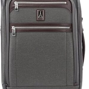 Travelpro Platinum Elite Softside Expandable Carry on Luggage, 8 Wheel Spinner Suitcase, USB Port, Suiter, Men and Women, Vintage Grey, Car…