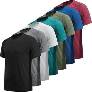 5/7 Pack Workout Shirts for Men Quick Dry Moisture Wicking Mens Gym Shirts Athletic T-Shirts