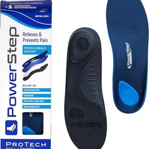 PowerStep ProTech Orthotic Insoles – Medical Grade Arch Support Inserts for Plantar Fasciitis Relief – Made in USA – Maximum Cushioning + S…
