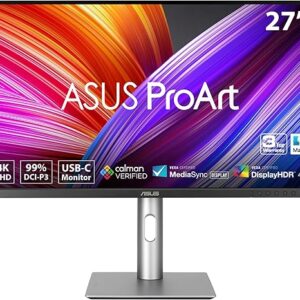 ASUS ProArt Display 27” 4K HDR Professional Monitor (PA279CRV) – IPS, UHD (3840 x 2160), 99% DCI-P3/Adobe RGB, ΔE < 2, Calman Verified, USB-…