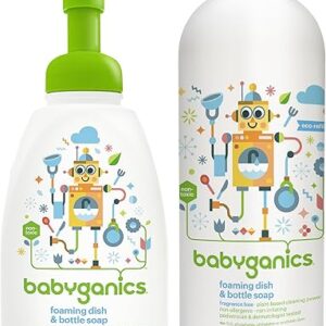 Babyganics 16 Ounce Dish Dazzler Foaming Dish and Bottle Soap with Refill Kit (Original Version)