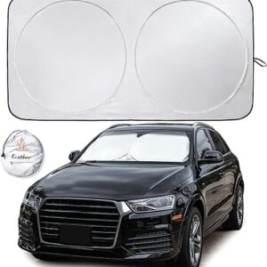 EcoNour Car Windshield Sun Shade | 2025 Upgraded Innovative No-Light-Pass Technology for Maximum Coverage | Foldable Sun Shade Keeps Your V…