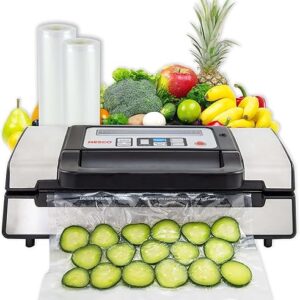 Nesco Deluxe Food VS-12 Vacuum Sealer, 130 Watts, Kit Bags & Viewing Lid, Compact, Silver
