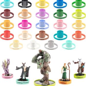 Flexible Condition Rings Status Effect Markers (120 Rings for Standard & Large)- 24 Different Conditions DND Flexible Design- Easy Affix Ba…