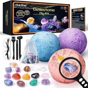 GobiDex Gemstones Dig Kit, Solar System Science Kit for Kids, Excavate 15 Real Gems, STEM Educational Space Toys Planet Collection Kit, Arc…