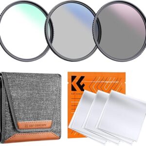K&F Concept 77mm UV/CPL/ND Lens Filter Kit (3 Pieces)-18 Multi-Layer Coatings, UV Filter + Polarizer Filter + Neutral Density Filter (ND4) +…