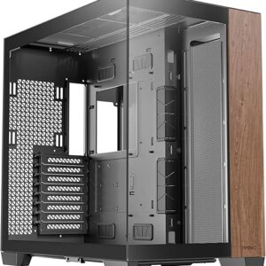 Antec C8 Wood, Fans not Included, Wooden Front Panel, Dual-Chamber Layout, Type-C, 360mm Radiator Support, Seamless TG Front & Side Panels,…