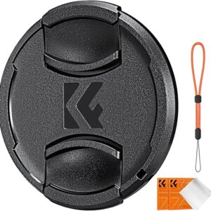 K&F Concept 43mm Lens Cap Cover, 4-in-1 Center Pinch Lens Cover + Anti-Loss Keeper Leash + Microfiber Cleaning Cloth Kits Compatible with N…