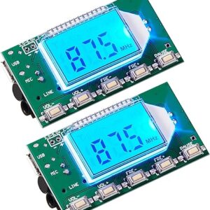 2 Pieces Digital FM Transmitter Module Stereo FM Transmitter DSP PLL 76.0-108.0MHz Stereo Frequency Modulation with LCD Display Line/USB/Mi…