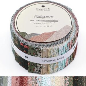 Tinyspool & Co. Jelly Roll Fabric Strips for Quilting, Crafting, and Sewing, 40 Strip Assorted Bundle, Soft Cotton for Blanket, Rug, Upholst…