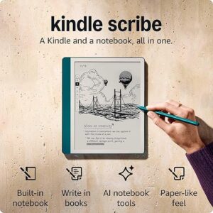 Amazon Kindle Scribe (64GB) – Redesigned display with uniform borders. Now write directly on books and documents. With built-in notebook sum…