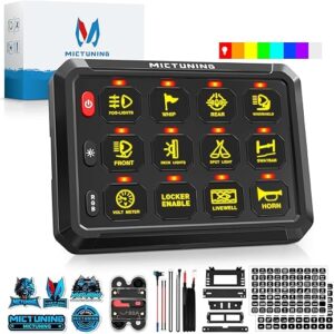 MICTUNING P1s RGB 5 Inch 12 Gang Switch Panel, High Power 5 Level Brightness Multifunction Toggle Switch Momentary Circuit Control Relay Sy…