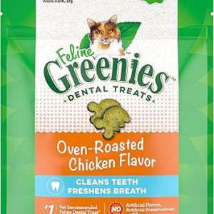 Greenies Feline Adult Natural Dental Care Cat Treats, Over Roasted Chicken Flavor, 2.1oz. Pouch