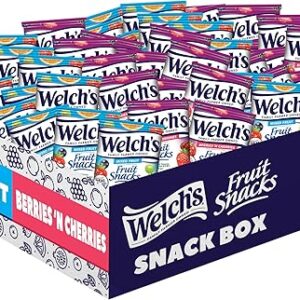 Welch’s Fruit Snacks, Mixed Fruit & Berries ‘N Cherries Variety Pack, Great for School Lunches, Bulk Pack, Individual Single Serve Bags, 0.8 oz (Pack of 60)