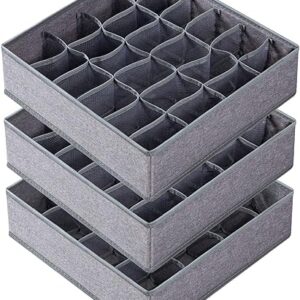Criusia 3 Pack Sock Underwear Organizer Dividers, 64 Cell Drawer Fabric Foldable Cabinet Closet Storage Boxes for Storing Socks, Underwear,…