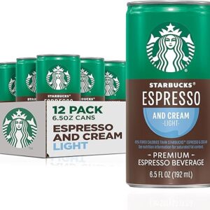 Starbucks Ready to Drink Coffee, Espresso & Cream Light , 6.5oz Cans (12 Pack) (Packaging May Vary)