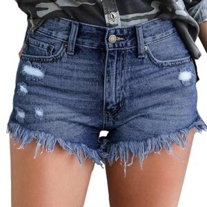 Govc Women’s Mid-Rise Frayed Denim Shorts