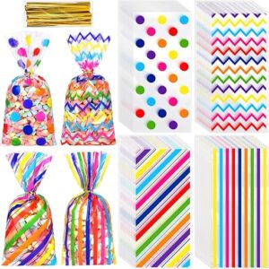 Aodaer 100 Rainbow Cellophane Gift Bags