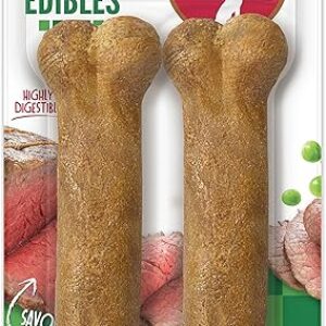 Nylabone Healthy Edibles Natural Dog Chews Long Lasting Roast Beef Flavor Treats for Dogs, Medium/Wolf (2 Count)