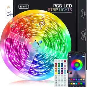 KEELIXIN 65.6ft LED Lights for Bedroom, Music Sync RGB LED Strip Lights with APP & Remote Control, Luces LED para Cuarto, Bluetooth LED Ligh…