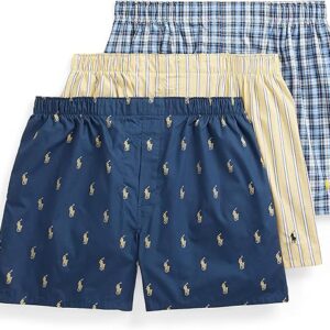 POLO RALPH LAUREN Men’s Classic Fit Cotton Woven Boxers, 3 Pack