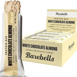 Barebells Protein Bars White Chocolate Almond – 12 Count, 20g High Protein Treats – Chocolate Nutrition Bar with 1g Total Sugars – On-The-Go…