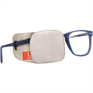 Large Silk Eye Patch for Adults Kids Glasses to Cover Either Eye (Large, Khaki)