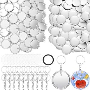 Tondiamo 100 Sets 58 mm/ 2.25 Inch Button Maker Keychains Supplies Metal Button Badge Sets Including Metal Shell, Plastic Film, Backing Part…