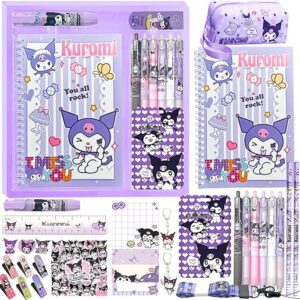Kuromi School Supplies Set Cute Stationery Gift Set Kawaii Back to School Including A5 NotebookPencil CasePens,Stickers,ID Badge holderRule…