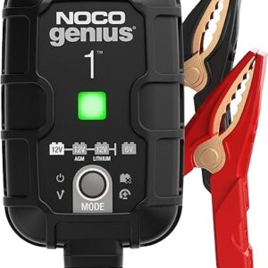 NOCO GENIUS1, 1A Smart Car Battery Charger, 6V and 12V Automotive Charger, Battery Maintainer, Trickle Charger, Float Charger and Desulfator…