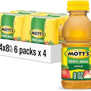 Mott’s 100% Original Apple Juice, 8 Fl Oz Bottles, 24 Count (4 Packs Of 6), 2 Servings Of Fruit, 100% Fruit Juice, Gluten-free, Caffeine-free, Kosher, Contains No Artificial Colors Or Sweeteners