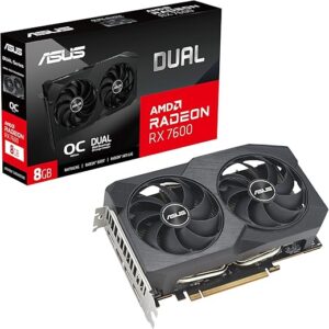 ASUS Dual Radeon™ RX 7600 V2 OC Edition 8GB GDDR6 Graphics Card (PCIe 4.0, 8GB GDDR6, HDMI 2.1, DisplayPort 1.4a, 2.5-Slot Design, Axial-tech Fans…